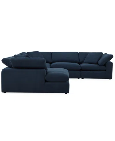 Macy's Furniture Fog 5-pc. Fabric Chaise L-sectional Sofa Set In Blue