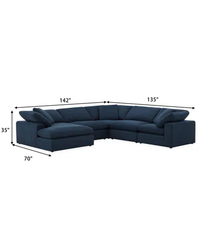 Macy's Furniture Fog 5-pc. Fabric Chaise L-sectional Sofa Set In Blue