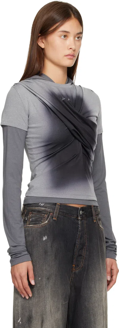 Andersson Bell Gathered Jersey Hoodie In Gray