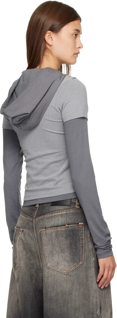 Andersson Bell Gathered Jersey Hoodie In Gray