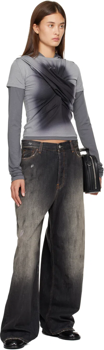 Andersson Bell Gathered Jersey Hoodie In Gray