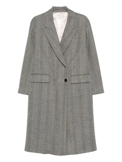 Forte Forte Herringbone Pattern Coat Flap Pockets In Gray