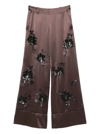 Ermanno Embroidered Trousers In Brown