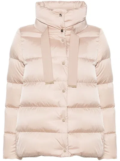 Herno Shiny Satin Cape Down Jacket Clothing In Pink