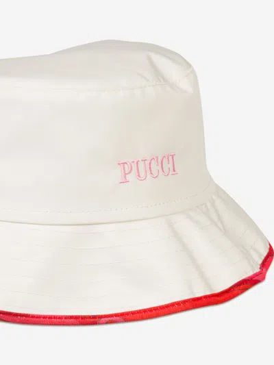 Pucci Girls Logo Bucket Hat In White