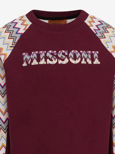 Missoni Boys Zigzag Logo Sweatshirt In Burgundy