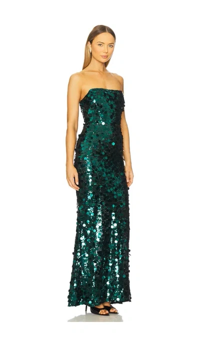 Bronx And Banco Farah Strapless Sequin Column Gown In Green