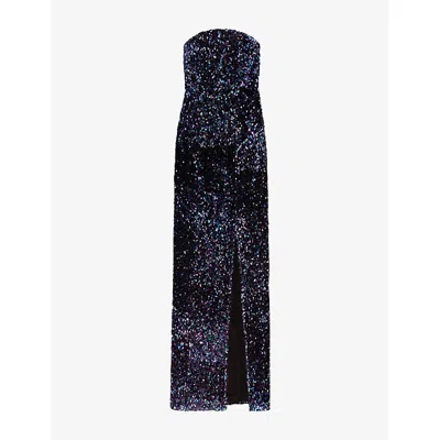 Ro&zo Womens Blair Blue Cluster Sequin Bandeau Maxi In Blue
