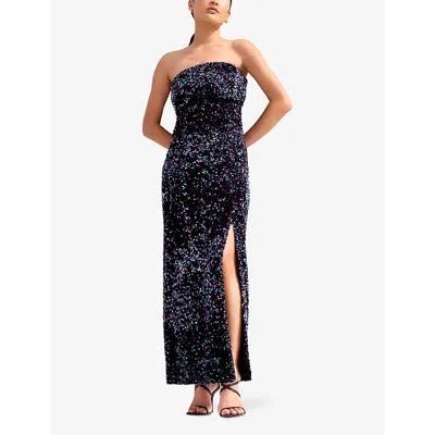 Ro&zo Womens Blair Blue Cluster Sequin Bandeau Maxi In Blue