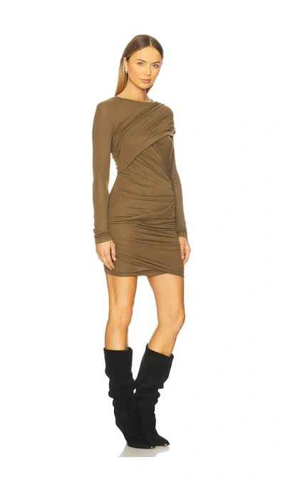 Isabel Marant Étoile Denise Long-sleeve Draped Mini Dress In Brown