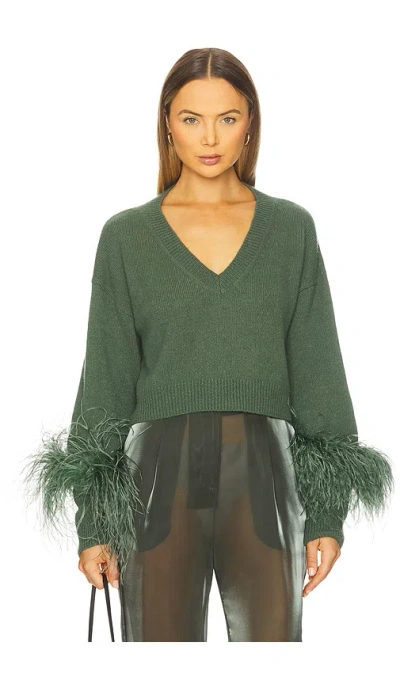 Lapointe Cashmere Cropped V Neck Sweater In Green