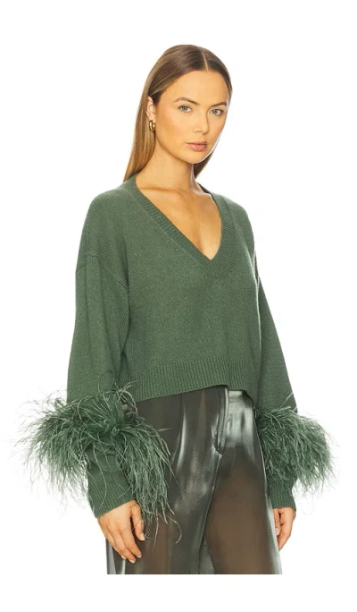 Lapointe Cashmere Cropped V Neck Sweater In Green