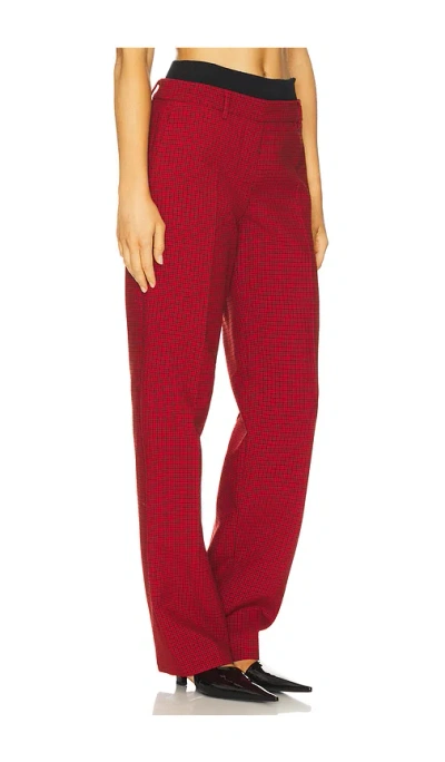 Msgm Techno Micro Check Pant In Red