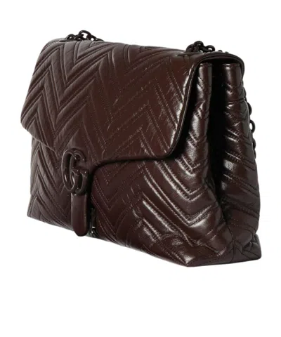 Gucci Maxi Shoulder Bag In Matelassé Leather In Brown