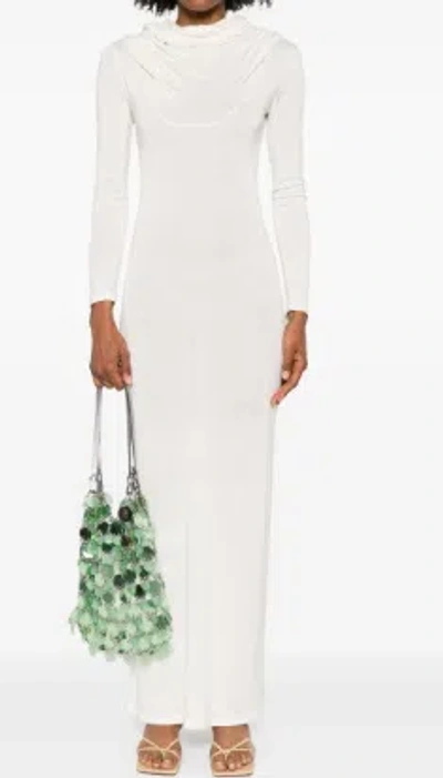 Aya Muse Fine-knit Ultra-long Dress In White