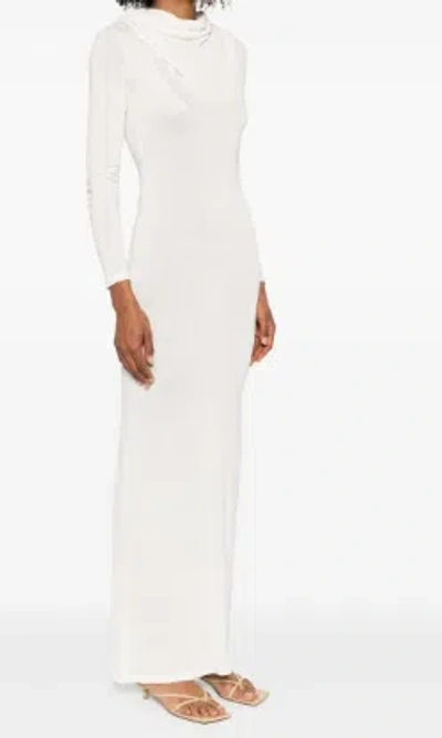 Aya Muse Fine-knit Ultra-long Dress In White