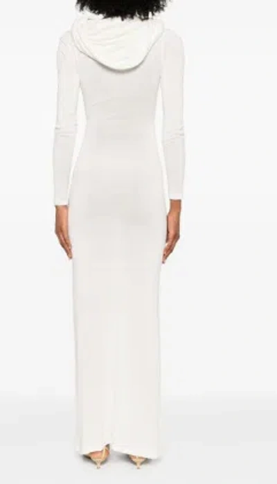 Aya Muse Fine-knit Ultra-long Dress In White