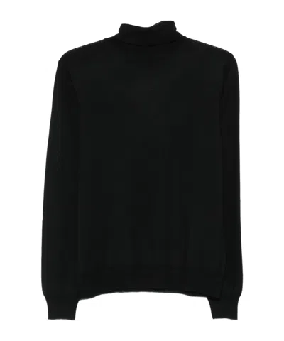 Tagliatore Turtleneck Sweater With Ribbed Collar And Cuffs In Black