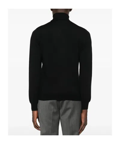 Tagliatore Turtleneck Sweater With Ribbed Collar And Cuffs In Black