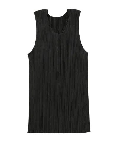 Issey Miyake Ribbed Top In Black