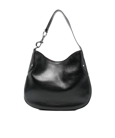Mulberry Textured Shoulder Bag Metal Hardware In Black