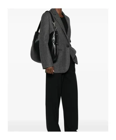 Mulberry Textured Shoulder Bag Metal Hardware In Black