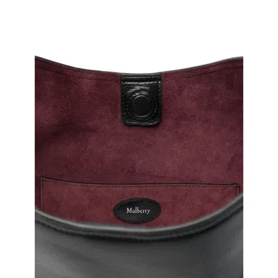 Mulberry Textured Shoulder Bag Metal Hardware In Black