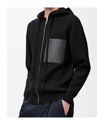 Loewe Zip-up Hoodie In Wool In Black