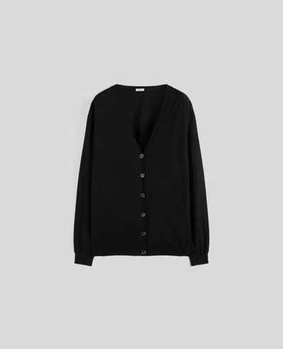 Aspesi Cardigan In Maglia Di Misto Cotone, Seta E Lino - Nero In Multi