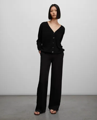 Aspesi Cardigan In Maglia Di Misto Cotone, Seta E Lino - Nero In Multi