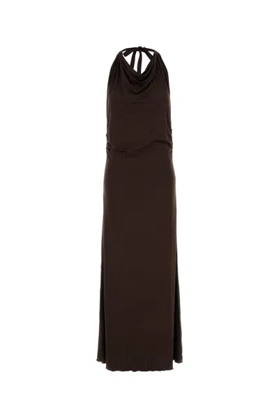 Gimaguas Sleeveless Maxi Dress Halter Neckline In Brown