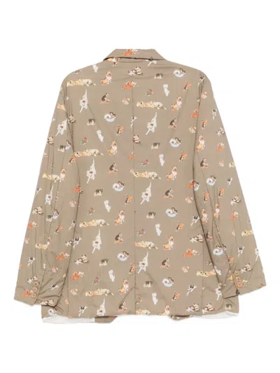 Undercover All-over Graphic Print Blazer In Brown
