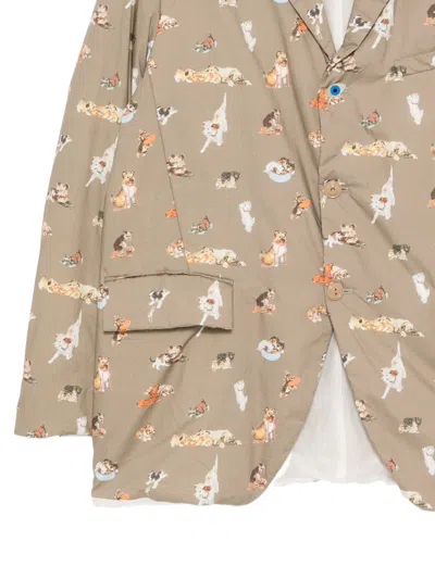 Undercover All-over Graphic Print Blazer In Brown