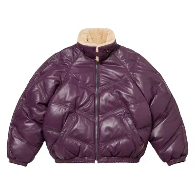Pre-owned Supreme X Schott Chevron Leather Down Puffer Jacket 'purple' | Men's Size M