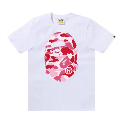 Pre-owned Bape Abc Camo Big Ape Head Tee 'white/pink' | Women's Size S