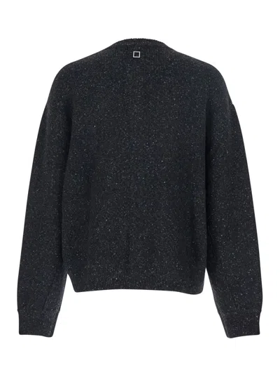 Wooyoungmi Grey Crewneck Cardigan With Logo Detail On The Rear In Wool Blend Man In Gray