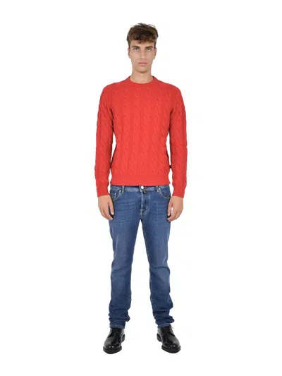 Jacob Cohen Cable-knit Sweater In Red