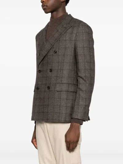 Boglioli Double-breasted Wool Blend Jacket In Multi