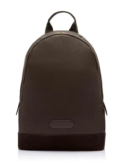 Tom Ford Logo-patch Backpack In Brown