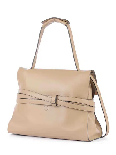 Moschino Tie Me Medium Handbag In Neutral