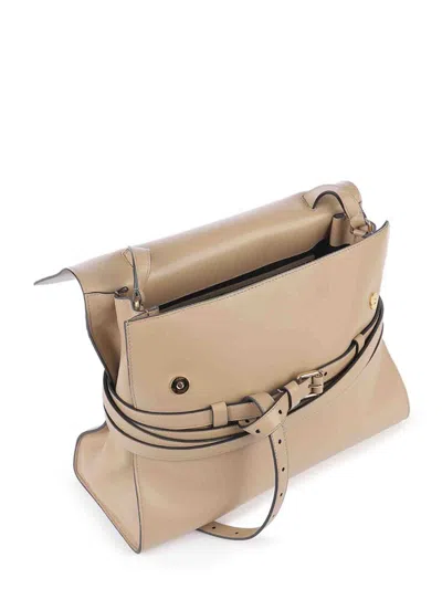 Moschino Tie Me Medium Handbag In Neutral