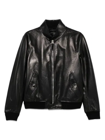 Tom Ford Lambskin Leather Jacket With Minimalistic Design In Black