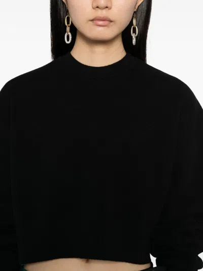 Tom Ford Sculptural Double Face Virgin Wool Blend Crop Sweater In Black