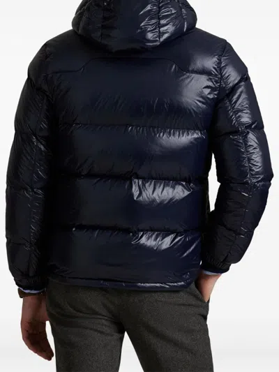Polo Ralph Lauren Hooded Quilted Bomber Jacket Pockets In Blue
