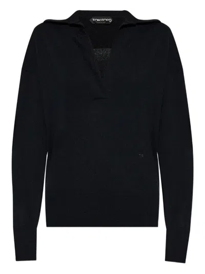 Tom Ford Cashmere Polo Shirt/sweater In Black