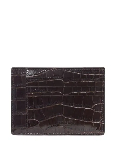 Tom Ford Croc-effect Leather Cardholder In Brown