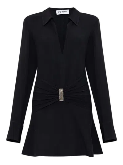 Attico Black Scoop-neck Mini Dress In Black