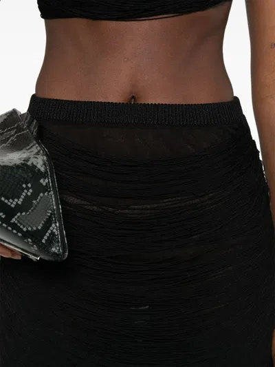 Attico Viscose Blend Miniskirt Elastic Waistband In Blue