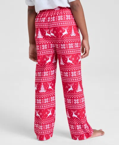 Holiday Lane Kids 2t-16 Deer Fair Isle Fleece Pajama Pants, Macy's Exclusive In Pink