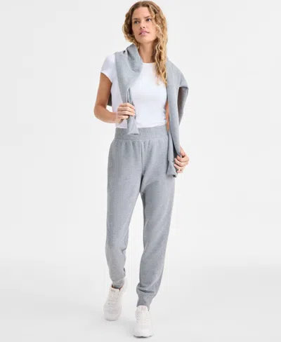 Id Ideology Women's Ottoman-rib Jogger Pants, Created For Macy's In Gray